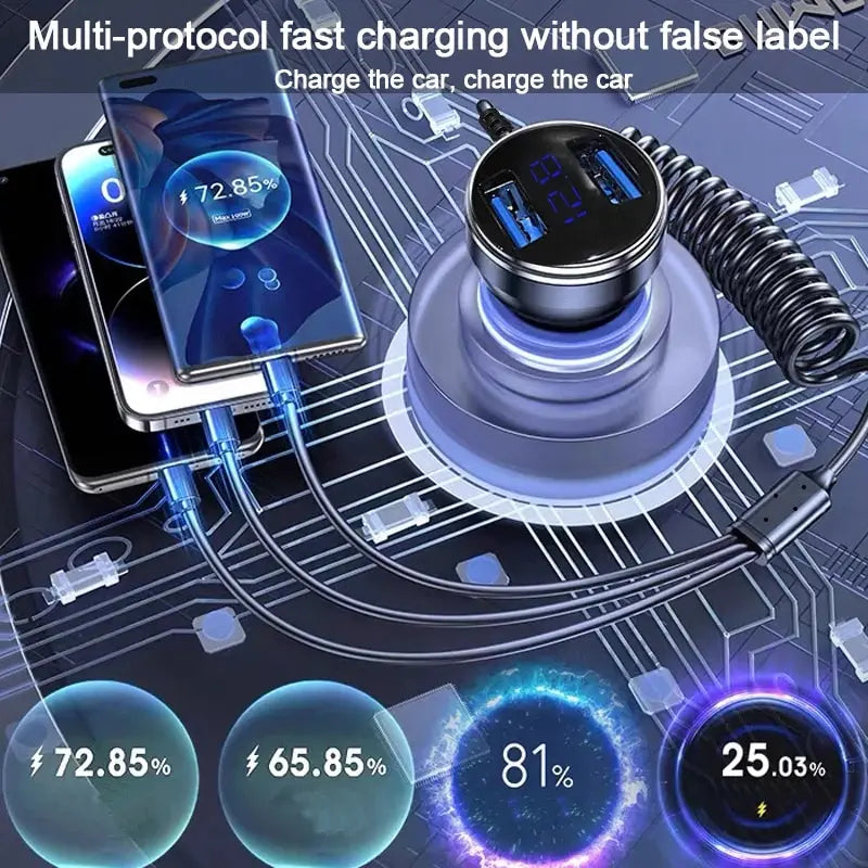 Fast Charging 15W Car Multi-function Wired Car Charger, Suitable for a Variety of Mobile Phone Models