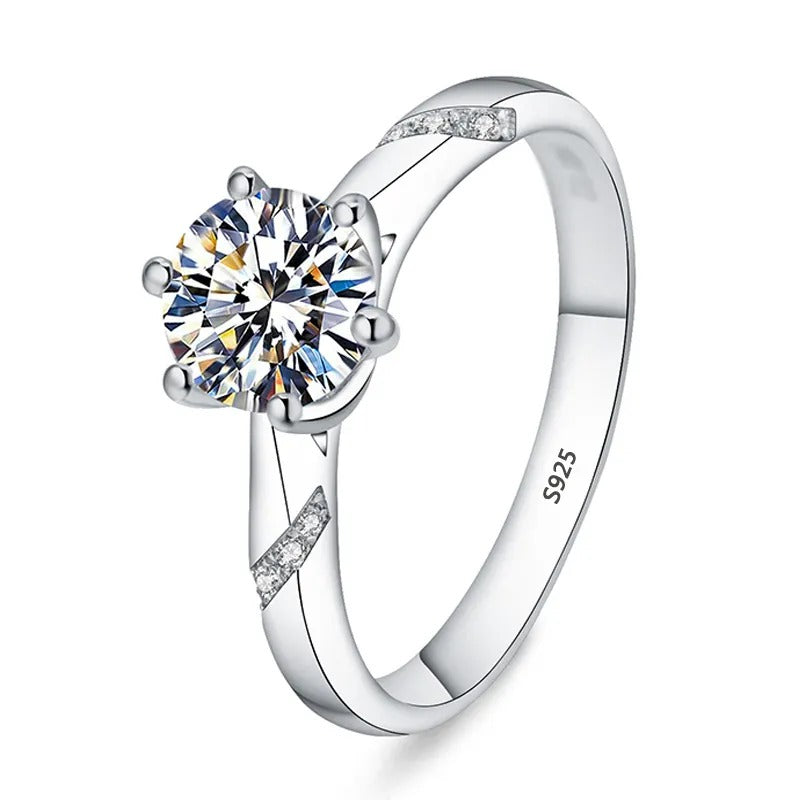 Never Fade Luxury Classic White Gold Color Silver Ring Solitaire 2.0ct Zirconia Diamand