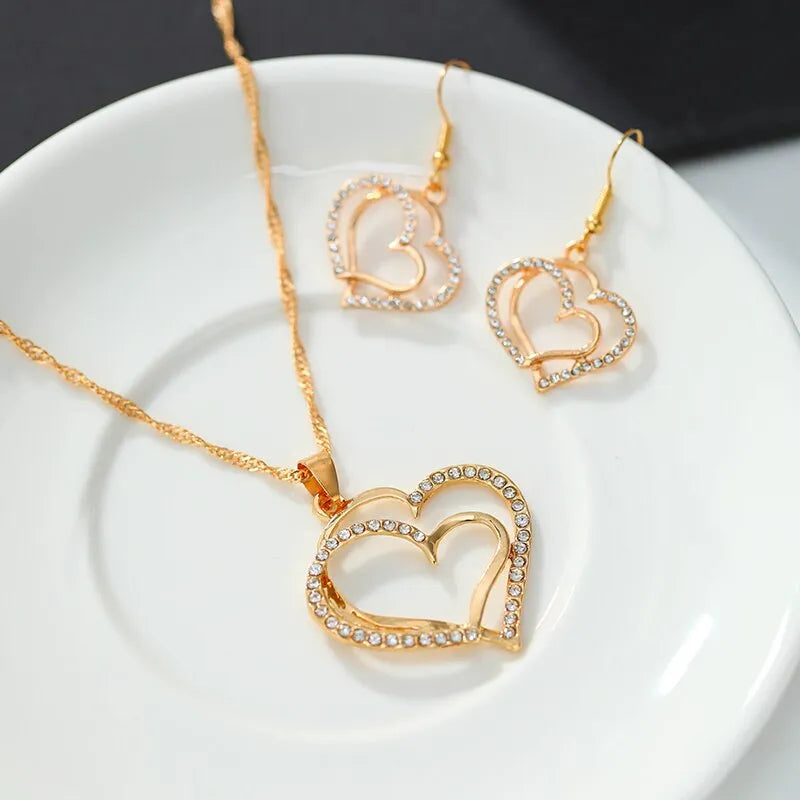 3 Pcs Set Heart Shaped Jewelry