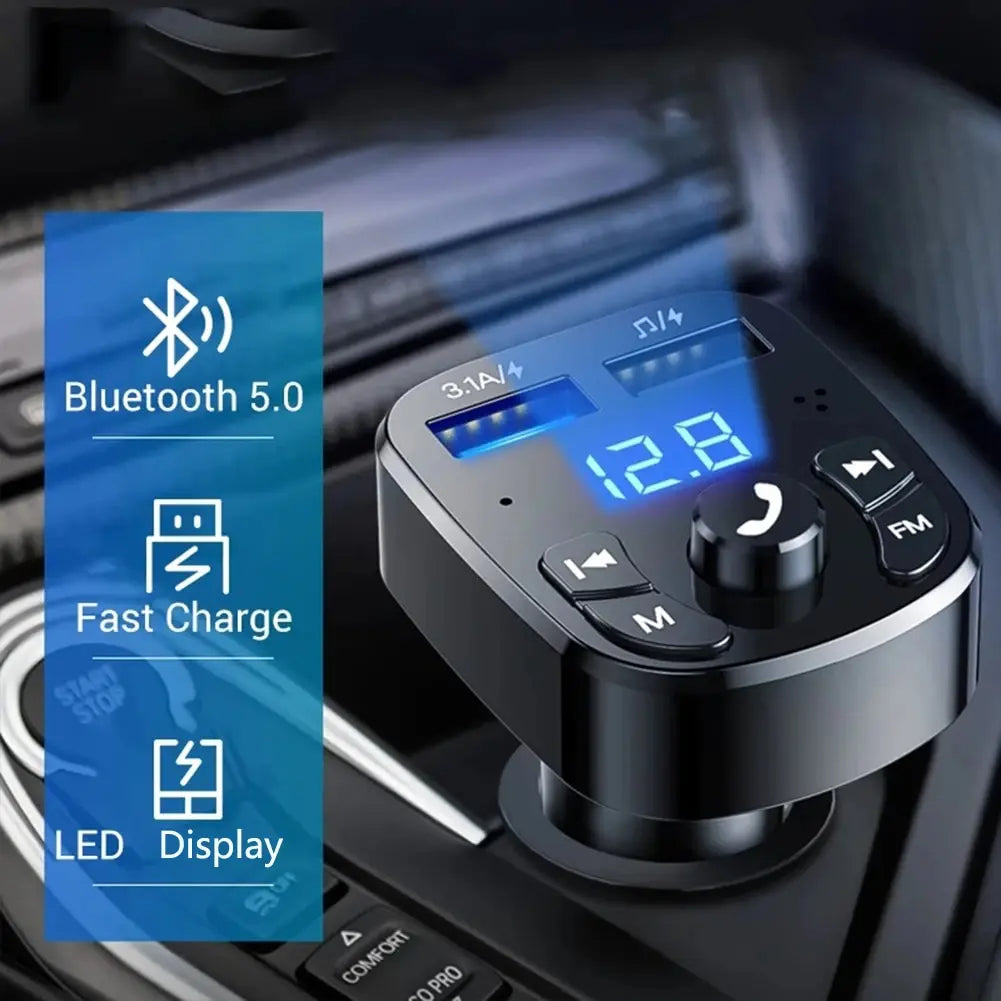 Car Mp3 Player Dual Usb Fast Charger Fm Bluetooth Receiver