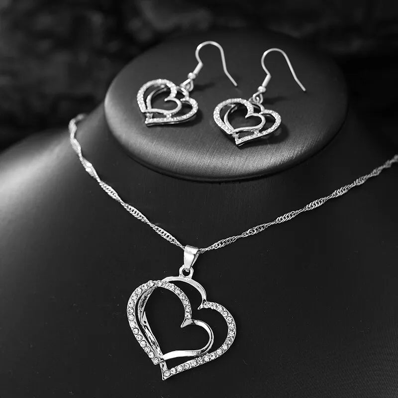 3 Pcs Set Heart Shaped Jewelry