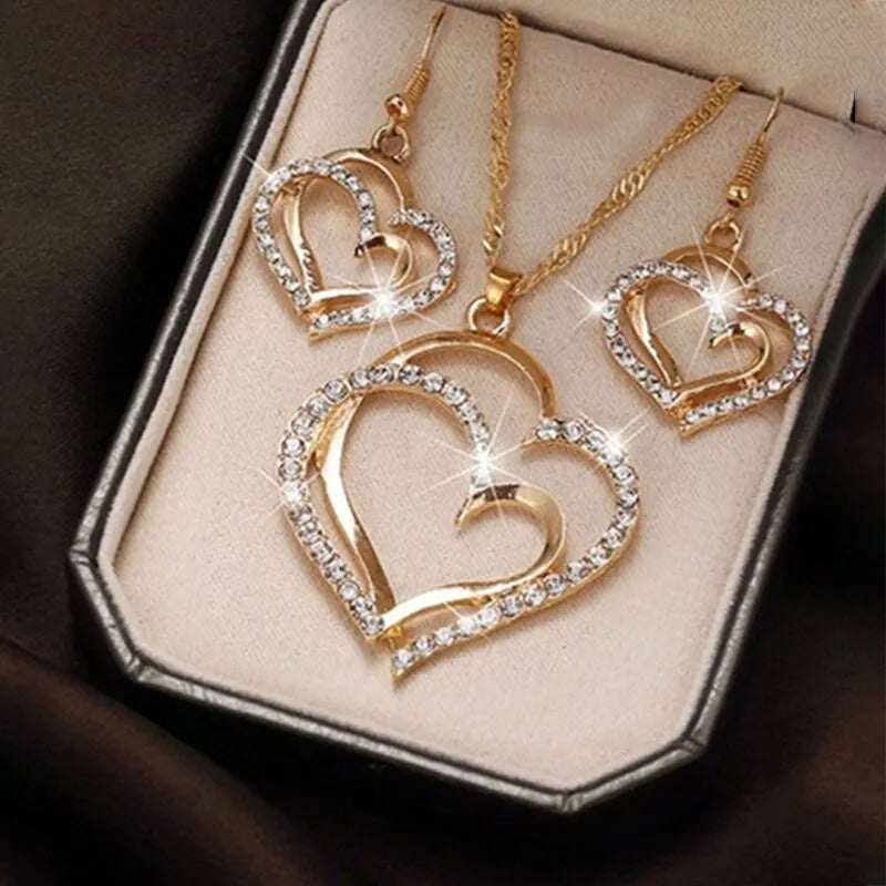 3 Pcs Set Heart Shaped Jewelry